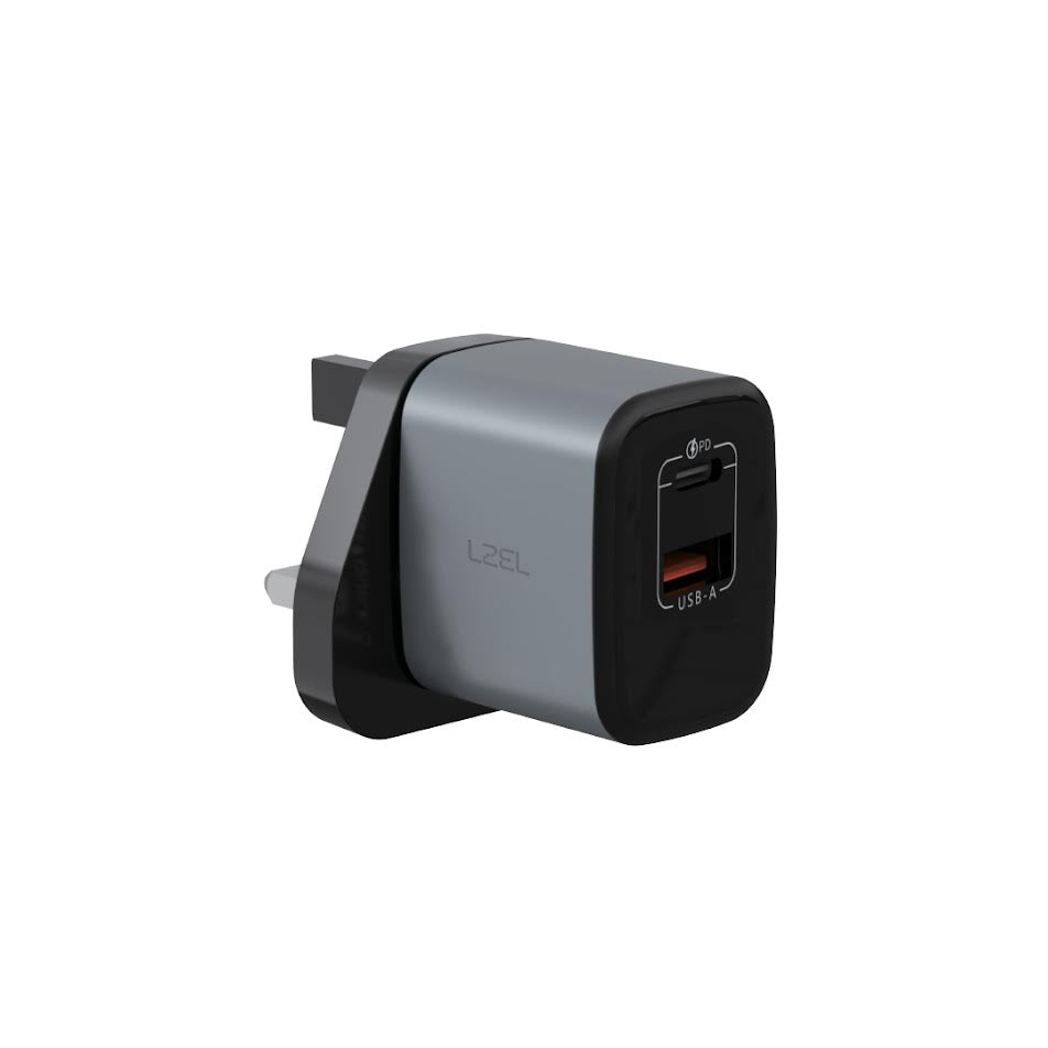 LZEL Voltixcharge 35W Duals Port USB-A USB-C Gan Wall Charger | Gray LZEL Voltixcharge 35W Duals Port USB-A USB-C Gan Wall Charger | Gray